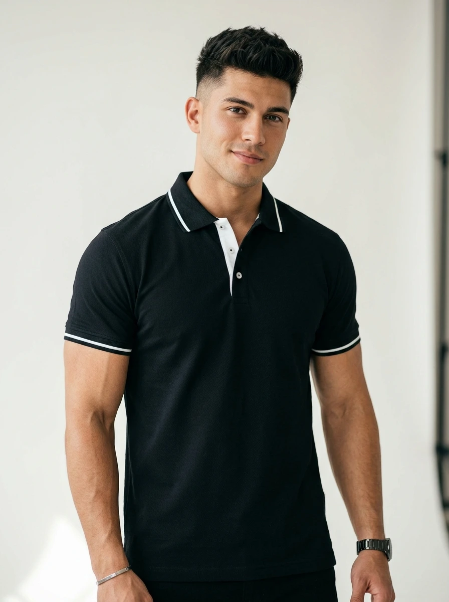 DE Legacy Polo - Black with White Tipping