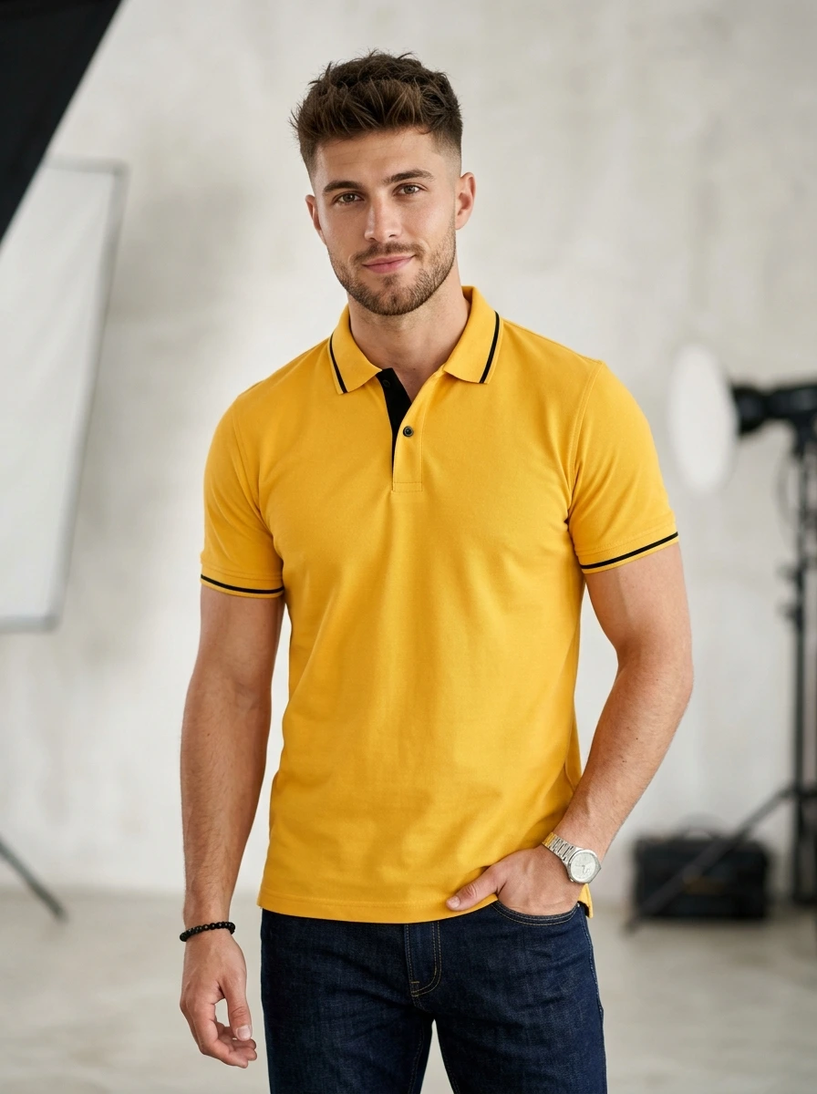 DE Legacy Polo - Yellow with Black Tipping