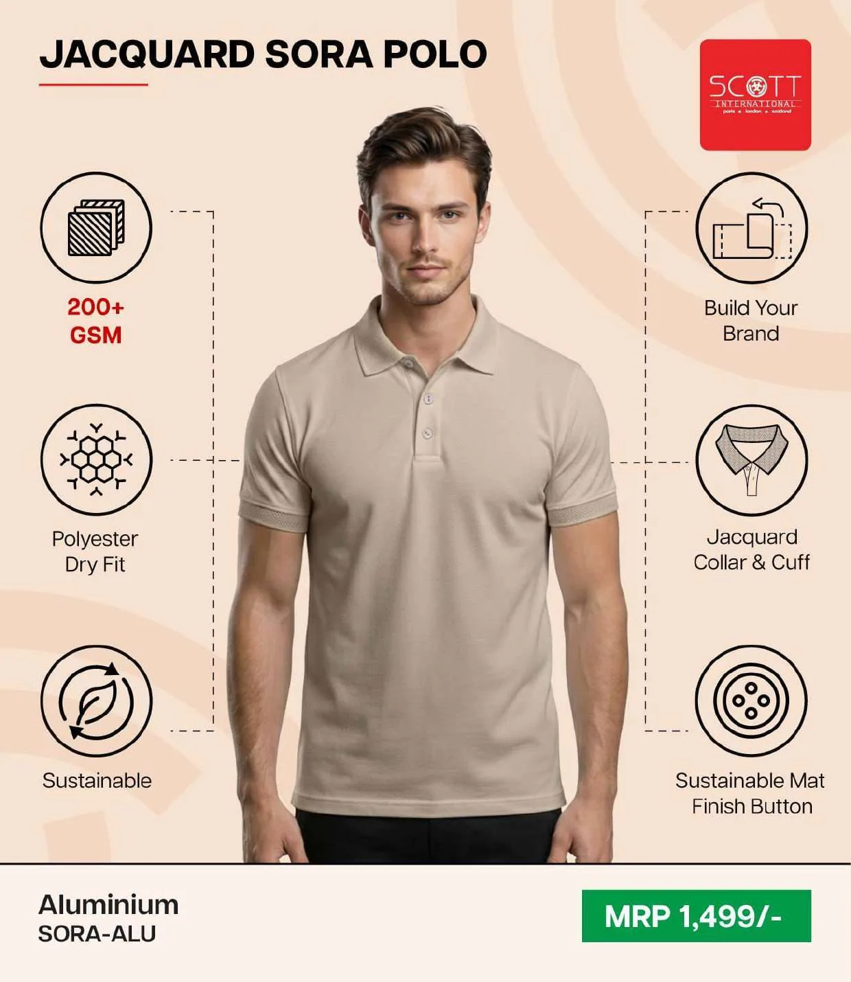 Scott Jacquard Sora Polo - Aluminium