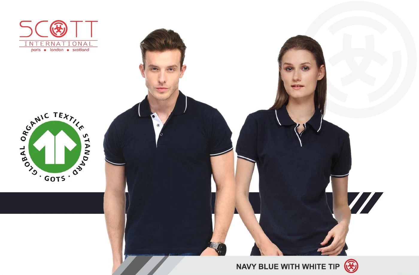 Scott Polo SP-3 - Navy Blue with White Tip